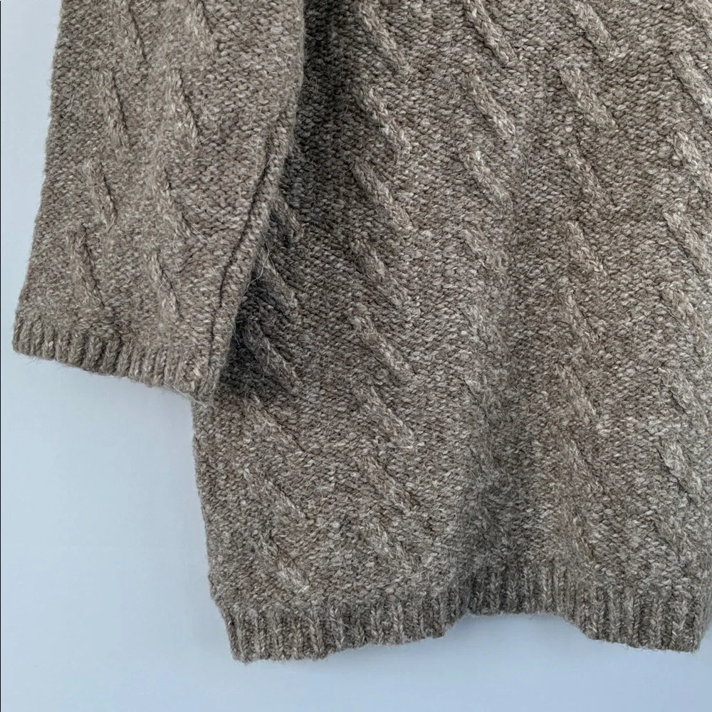 J. Jill Cozy Brown Open Front Pin Closure Cardigan Alpaca Blend Large Petite